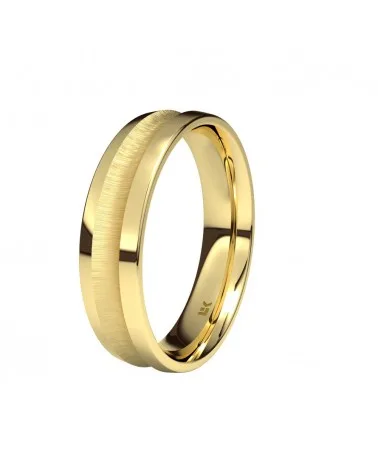 Alianza de boda oro amarillo 18k 5 mm media caña mate y brillo