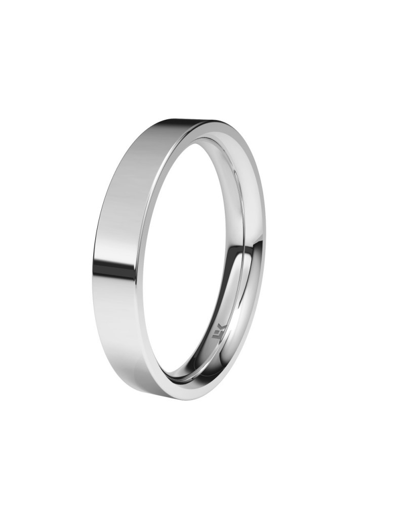 Alianza de boda oro blanco 9k 3,5 mm plana confort