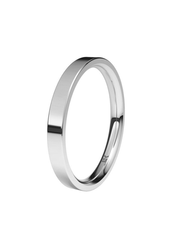 Alianza de boda oro blanco 9k 2,5 mm plana confort