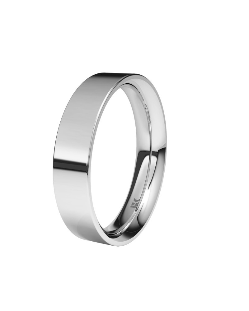 Alianza de boda oro blanco 9k 4,5 mm plana confort
