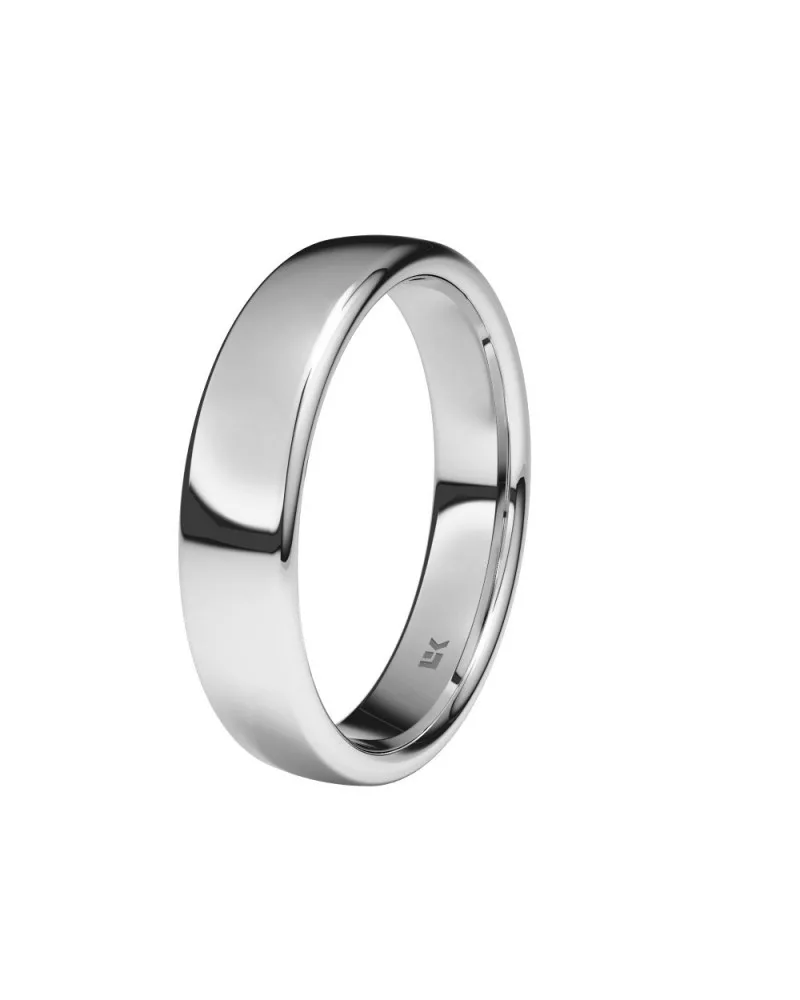 Alianza de boda oro blanco 9k 4,5 mm ovalada
