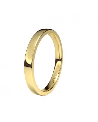 Alianza de boda oro amarillo 18k 2,5 mm media caña 1,4 mm de grosor
