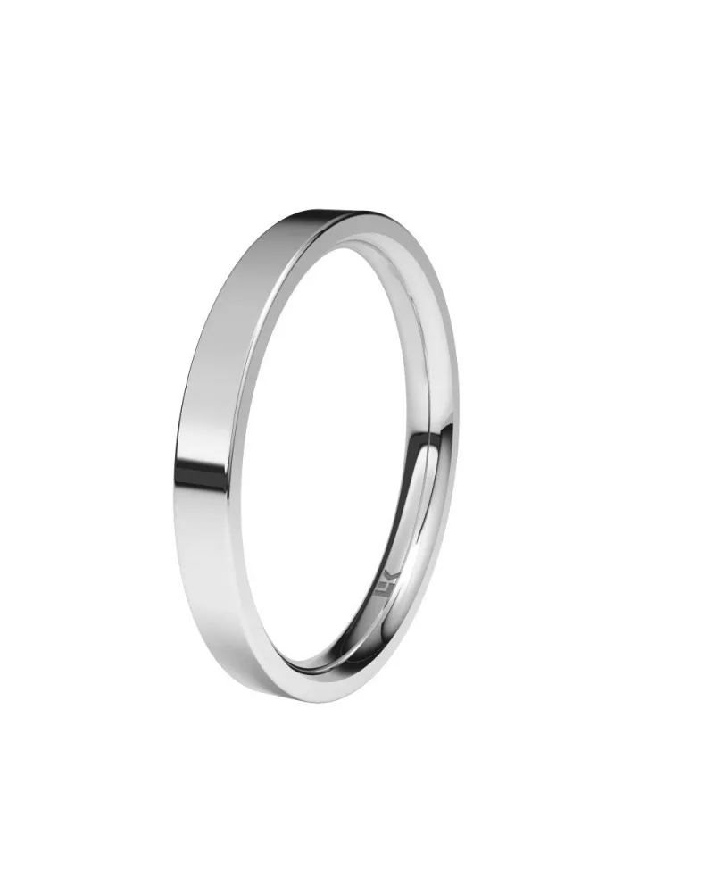 Alianza de boda oro blanco 18k 2,5 mm plana confort