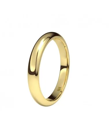 Alianza de boda oro amarillo 18k 3 mm media caña interior plano