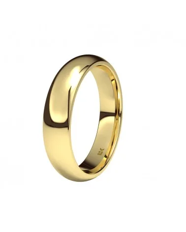 Alianza de boda oro amarillo 18k 4,5 mm media caña interior plano
