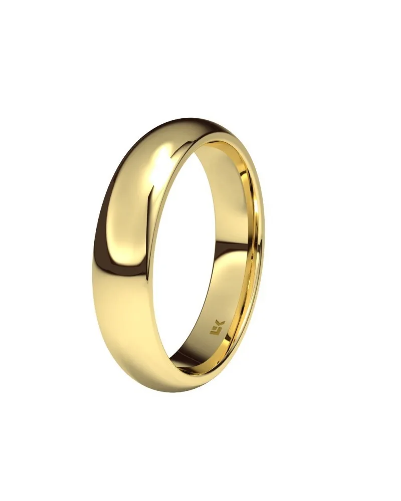 Alianza de boda oro amarillo 18k 4,5 mm media caña interior plano