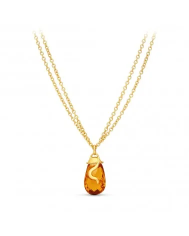 Gargantilla oro 18k amarillo piedra verde 45 cm