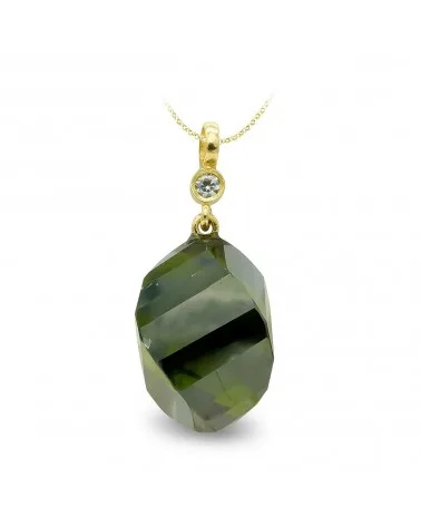 Colgante oro 18k amarillo piedra color peridoto 18 mm