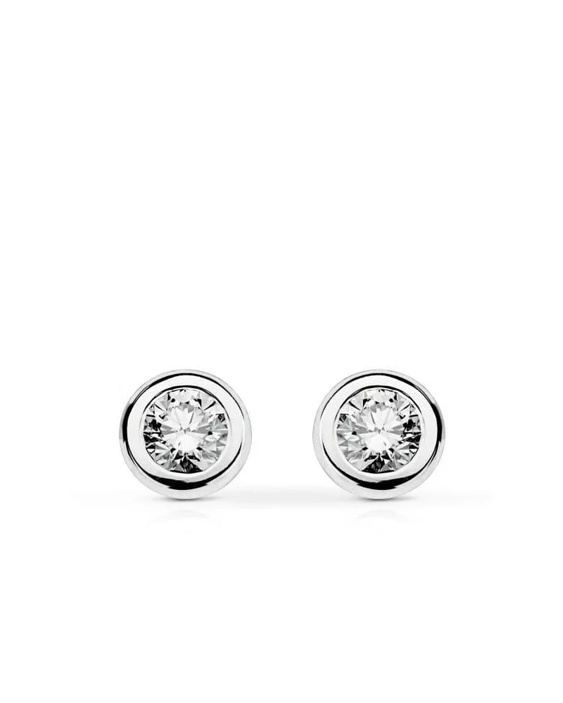 Pendientes chatón oro 18k blanco diamantes 0,30 quilates