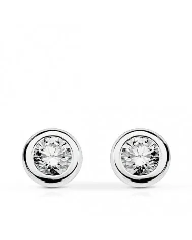 Pendientes chatón oro 18k blanco diamantes 0,30 quilates