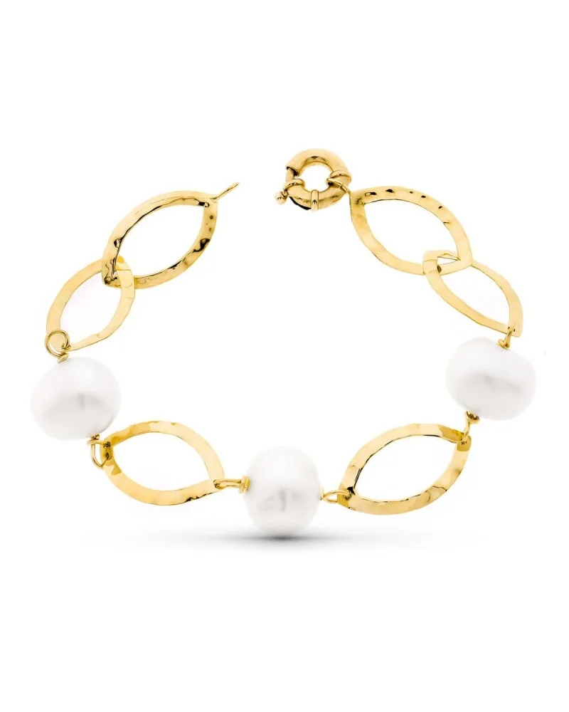 Pulsera oro 18k rosa perlas cultivadas 18 cm