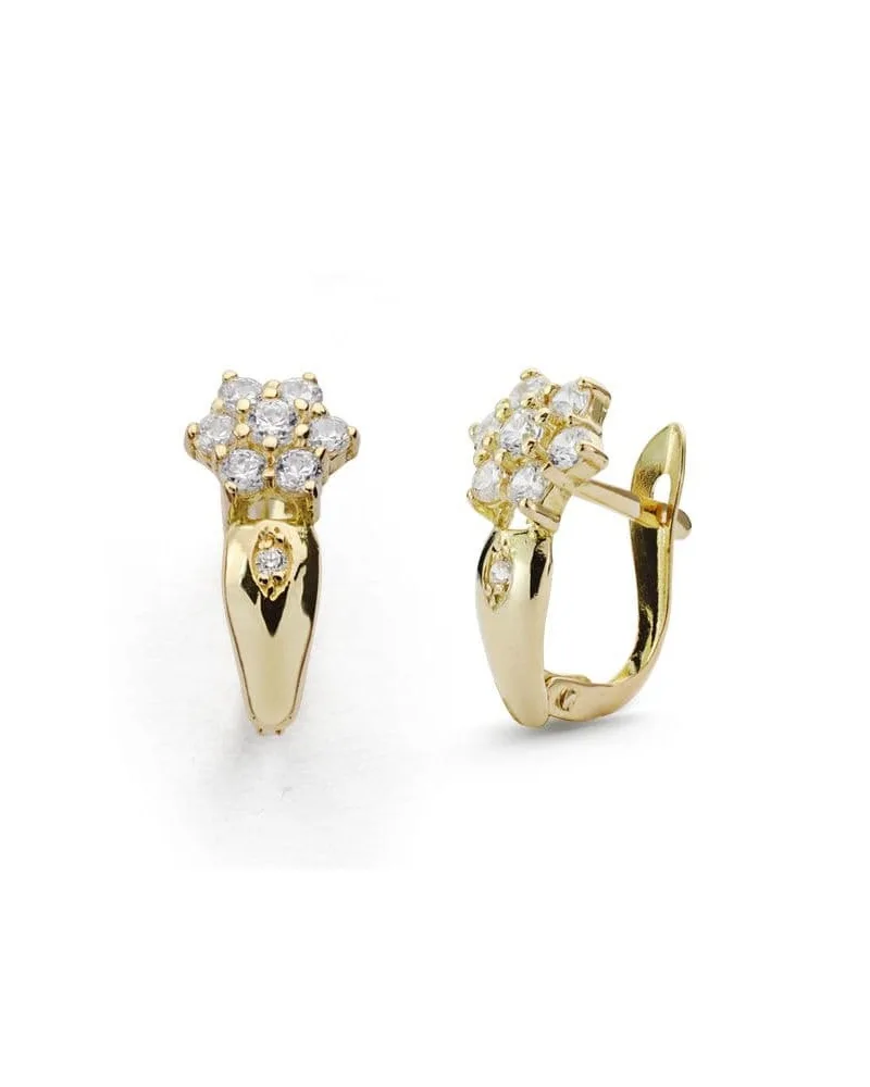 Pendientes oro 18k bicolor circonita 15x7 mm