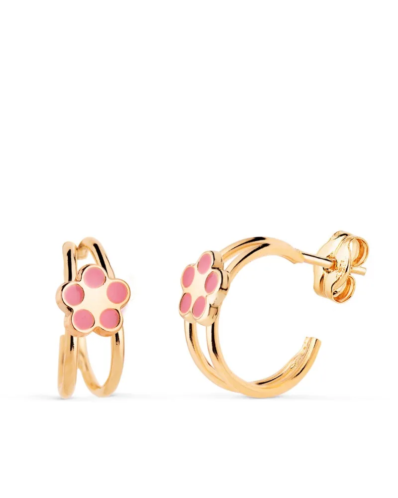 Pendientes oro 18k amarillo aros huecos abiertos bandas