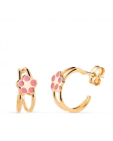 Pendientes oro 18k amarillo aros huecos abiertos bandas