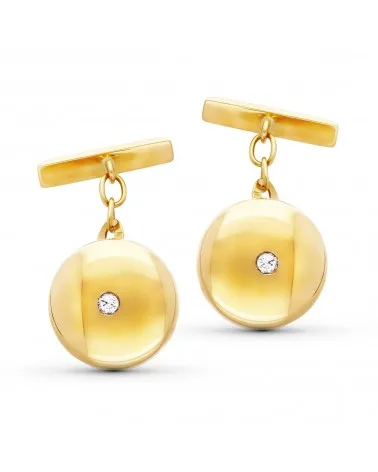 Gemelos oro 18k amarillo redondos circonita