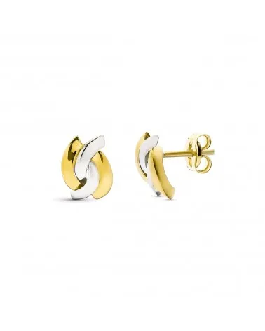 Pendientes oro 9k bicolor bandas 9x6 mm