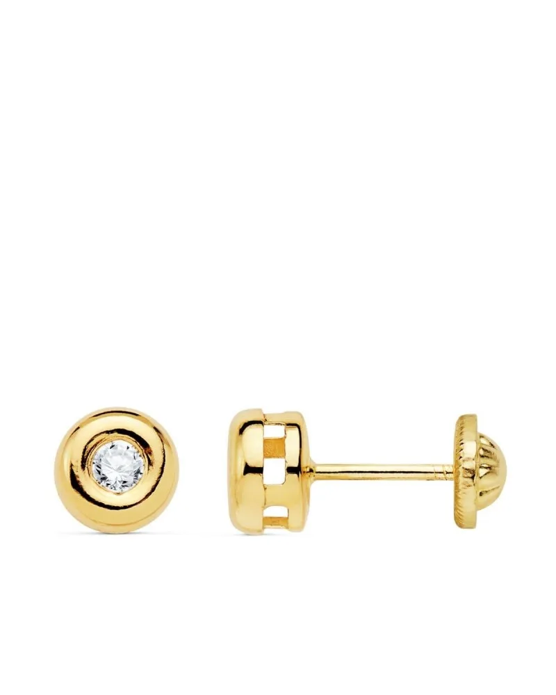 Pendientes oro 9k amarillo chatón diamantes de laboratorio