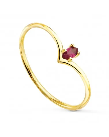 Sortija oro 18k amarillo rubí natural talla marquesa 4x2 mm