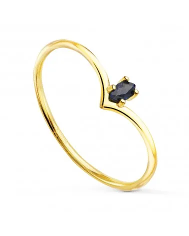 Sortija oro 18k amarillo zafiro natural talla marquesa 4x2 mm