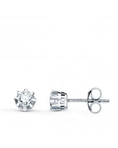 Pendientes oro 18k blanco con diamantes de laboratorio