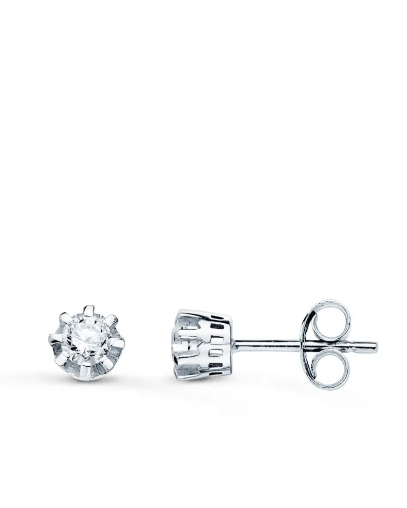 Pendientes oro 18k blanco con diamantes de laboratorio