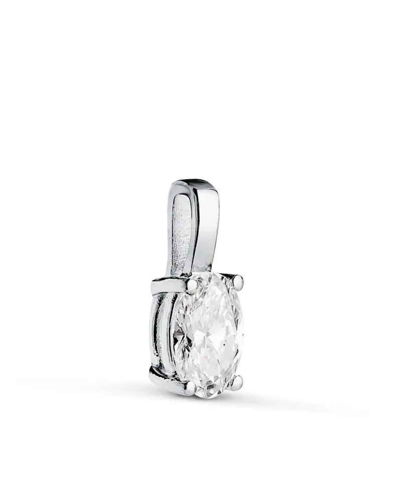 Colgante oro 18k blanco diamante de laboratorio talla oval