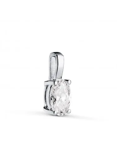 Colgante oro 18k blanco diamante de laboratorio talla oval