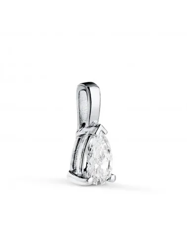 Colgante oro 18k blanco diamante de laboratorio talla pera