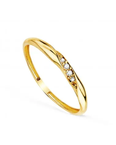 Sortija oro 18k amarillo reliada con diamantes