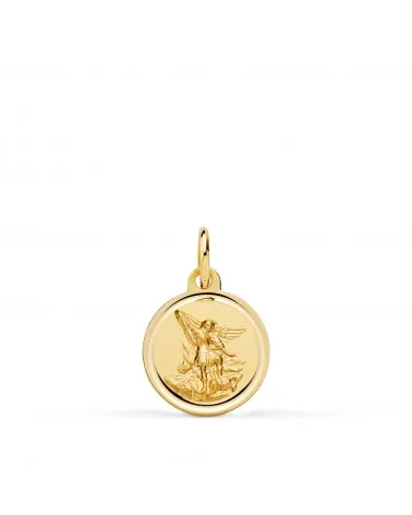 Medalla oro 18k amarillo San Miguel bisel 12 mm