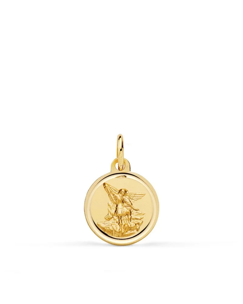 Medalla oro 18k amarillo San Miguel bisel 12 mm