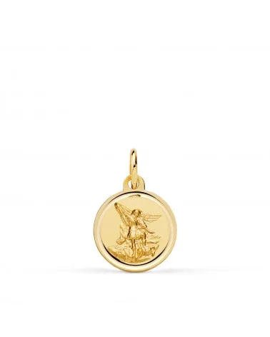 Medalla oro 18k amarillo San Miguel bisel 12 mm
