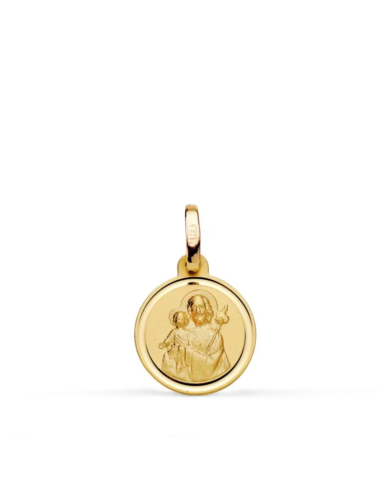 Medalla oro 18k amarillo San José bisel 12 mm