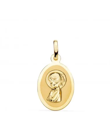 Medalla oro 18k amarillo Virgen Niña brillo