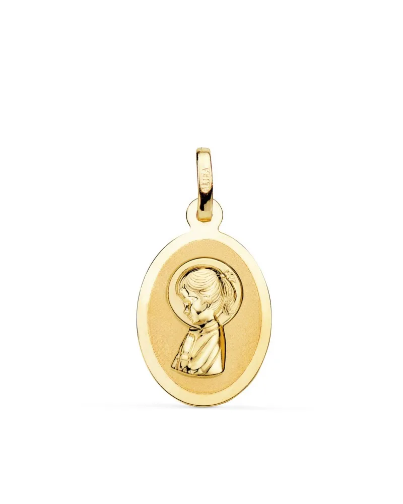Medalla oro 18k amarillo Virgen Niña brillo