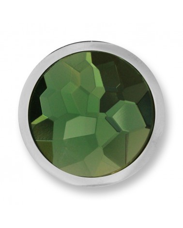 MI MONEDA PEQUEÑA VERDE AZAR GREEN STAINLESS STEEL DISC WITH GLASS STONE AZA-11-S