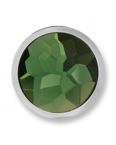 MI MONEDA MEDIANA VERDE AZAR GREEN STAINLESS STEEL DISC WITH GLASS STONE AZA-11-M