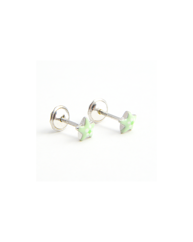 PENDIENTES PLATA ESTRELLA VERDE PEQUEÑA