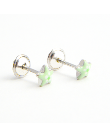 PENDIENTES PLATA ESTRELLA VERDE PEQUEÑA