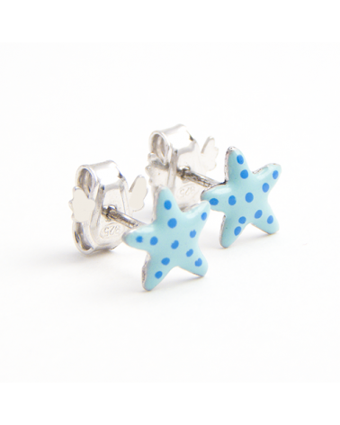 PENDIENTES ESTRELLA DE MAR AZUL PLATA PEQUEÑA