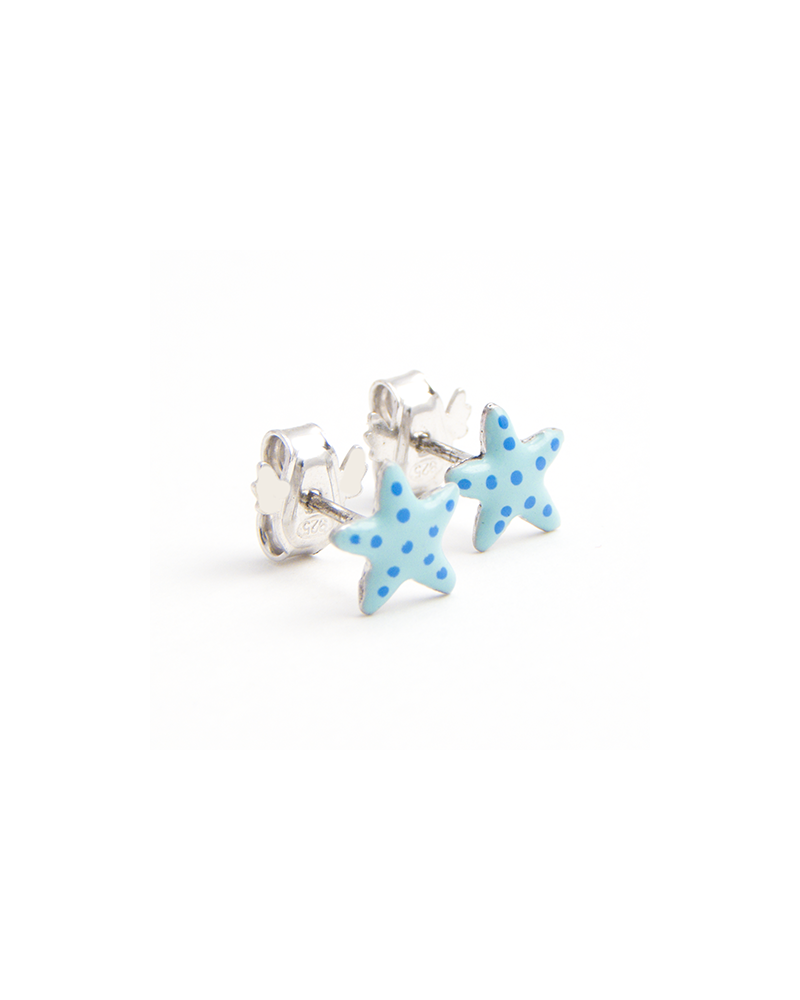 PENDIENTES ESTRELLA DE MAR AZUL PLATA PEQUEÑA