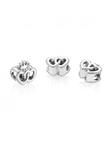 Charm Pandora dos corazones entrelazados Corazones reales unidos 797670