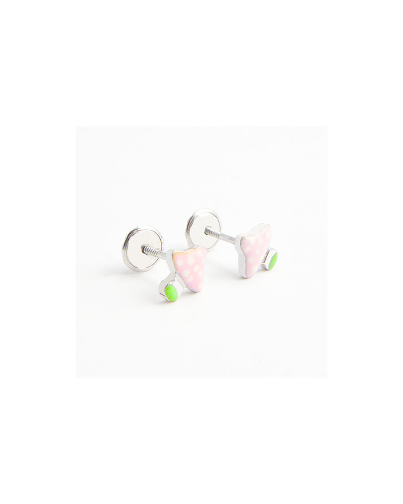 PENDIENTES SETA ROSA PLATA PEQUEÑOS