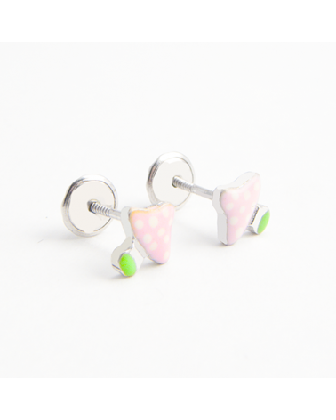 PENDIENTES SETA ROSA PLATA PEQUEÑOS