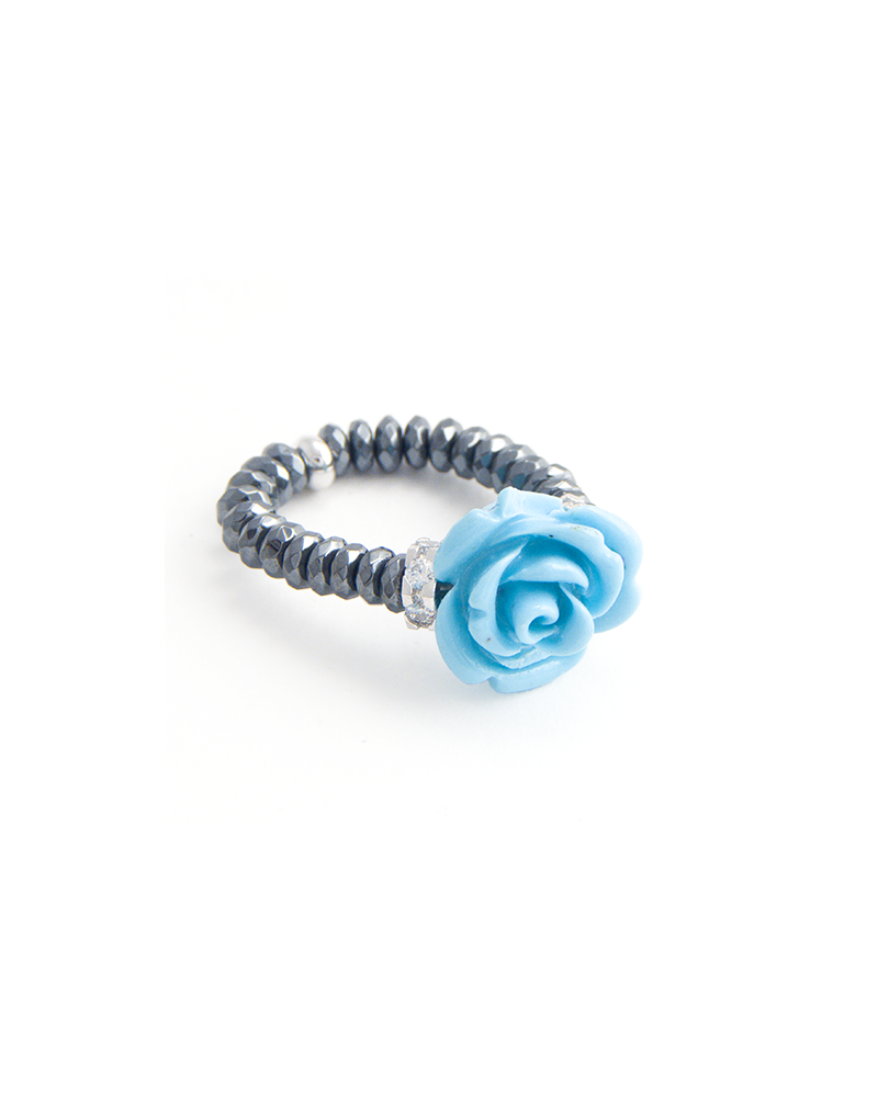 ANILLO EXTENSIBLE FLOR AZUL