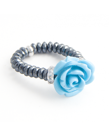 ANILLO EXTENSIBLE FLOR AZUL