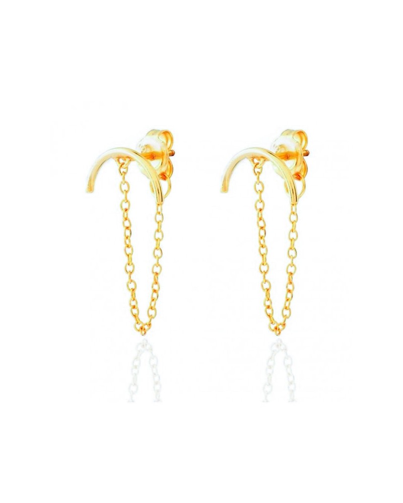 PENDIENTES PLATA DORADA CADENA
