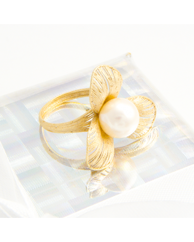 ANILLO FLOR DE ORO AMARILLO CON PERLA