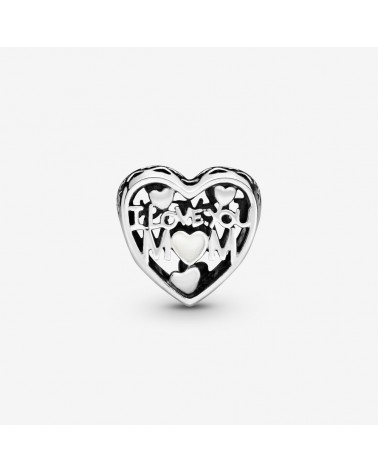 Charm Pandora corazón calado con «I love you mom» 792067EN23