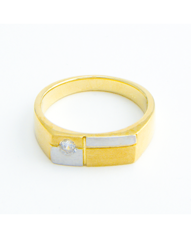 ANILLO PARA HOMBRE CON DIAMANTE ORO AMARILLO Y ORO BLANCO